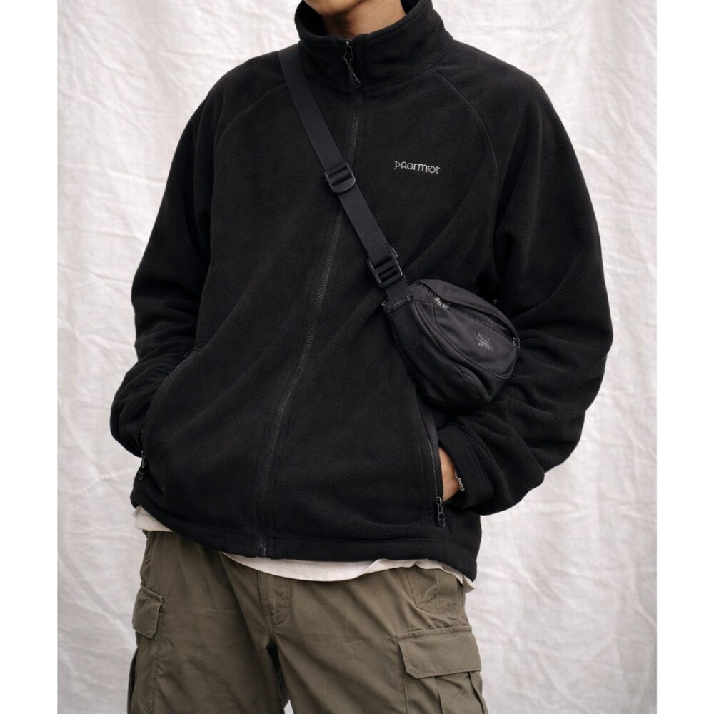 Marmot Polartec Fleece Jacket L Black Full Zip Gorpcore Hiking